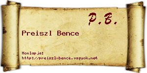 Preiszl Bence névjegykártya